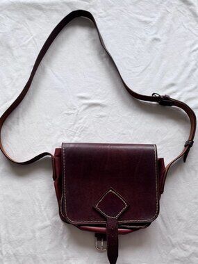 Vintage Hand Stitched Saddle Leather Crossbody Bag